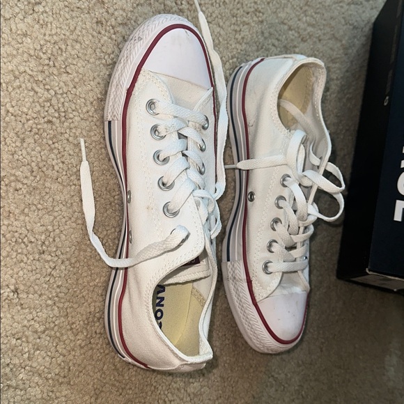 Converse White Canvas Sneakers with Red Trim - Picture 2 of 4